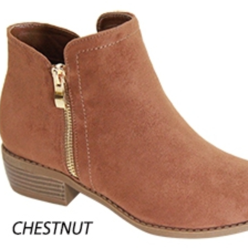 WOMENS SIDE ZIP FAUX SUEDE ANKLE BOOTIES